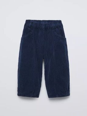 Zara 2T Blue Wide Wale Corduroy Barrel Leg / Wide Leg / Baggy Pants